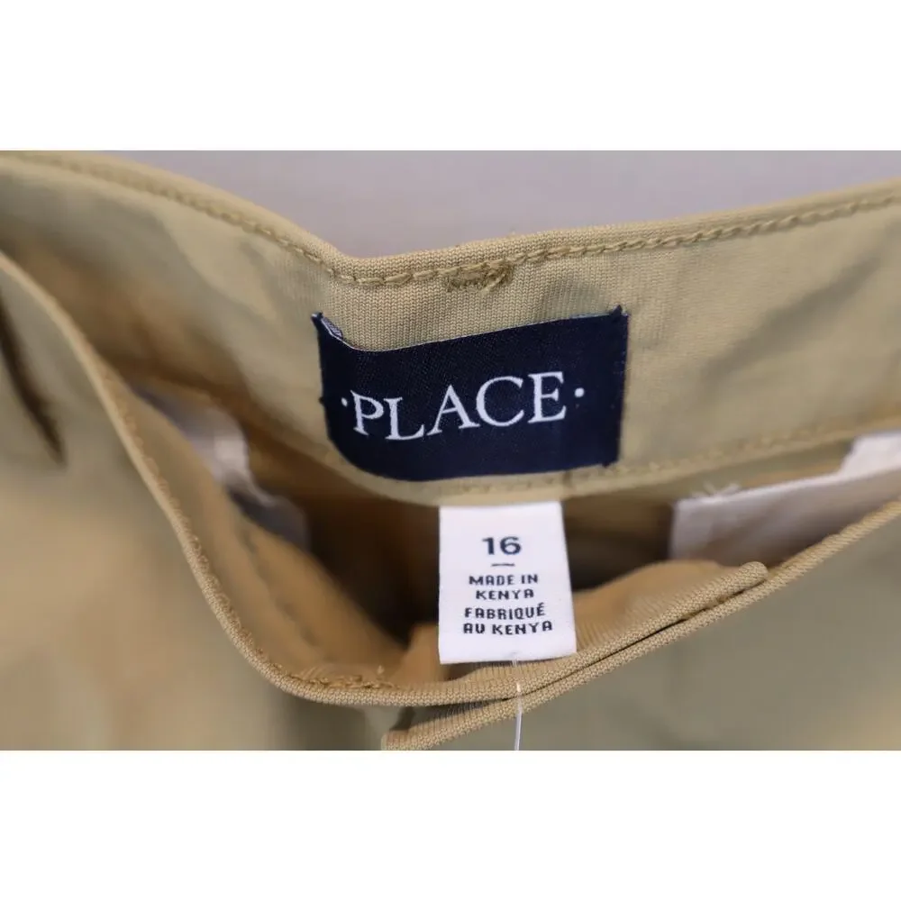NEW The Children's Place Boy Flax Tan Uniform Quick Dry Skinny Chino Pants 16